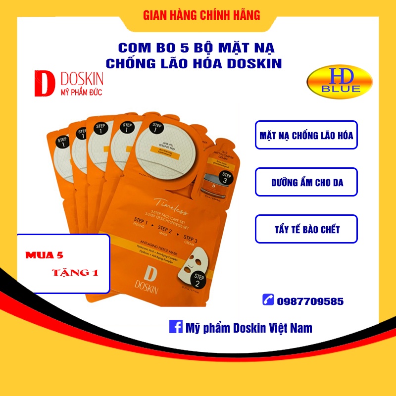 Combo 5 bộ mặt nạ dưỡng ẩm,  mạt nạ chống lão hóa Doskin