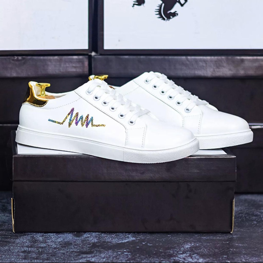 [Mã FAMAYMA2 giảm 10K đơn 50K] Giày nam thể thao màu trắng thêu Nhịp Tim Kim Tuyến Sắc Màu mới về 2020 | BigBuy360 - bigbuy360.vn