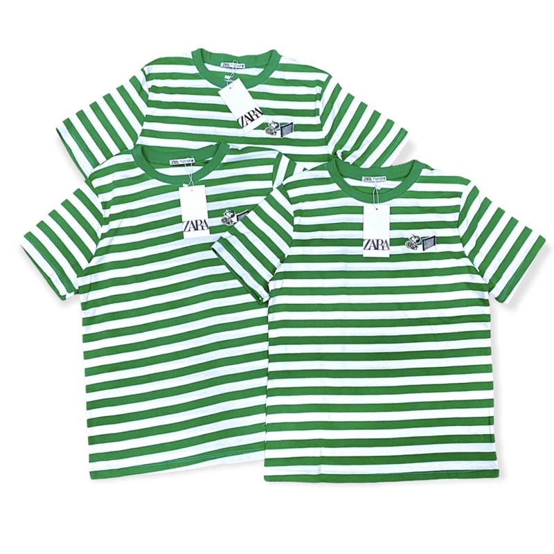 Áo thun kẻ sọc zara vnxk thêu snoopy dễ thương