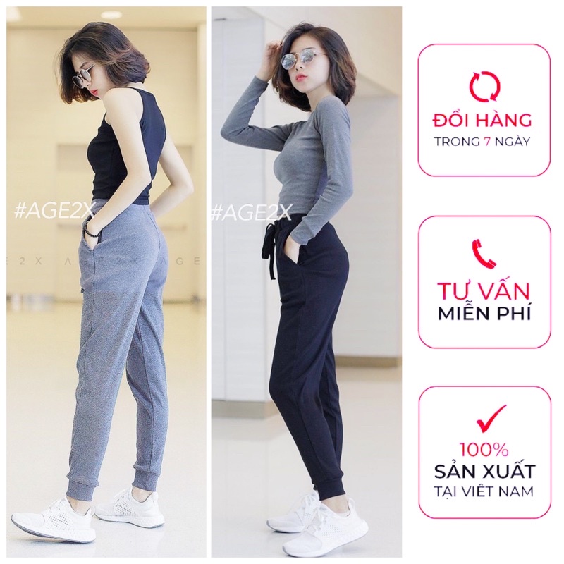 CHÍNH HÃNG-Quần jogger Thun Gân AGE2X hàng VNXK chất lượng cao (KHÔNG độc hại-ra màu-mất phom khi giặt máy)