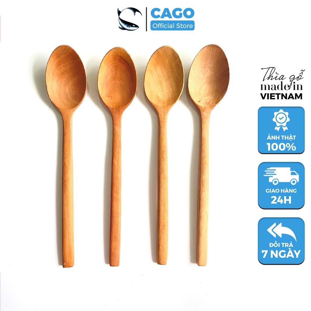 Combo 5 Thìa Gỗ Xuất Nhật Điêu Khắc Chữ Theo Yêu Cầu - Chính Hãng CAGO