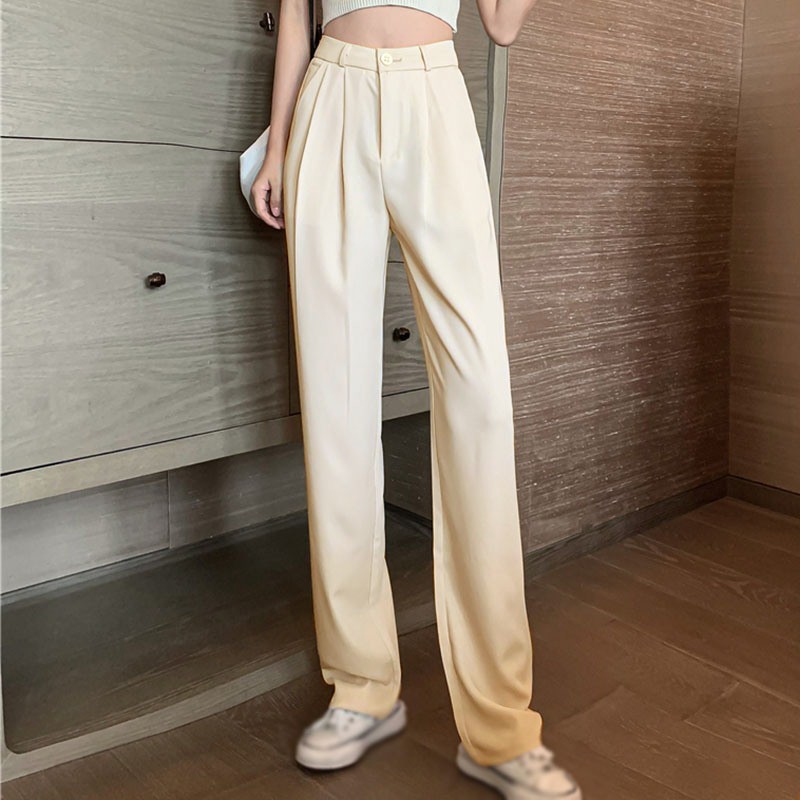 Quần Dài Ống Rộng Lưng Cao Thời Trang Cho Nữ