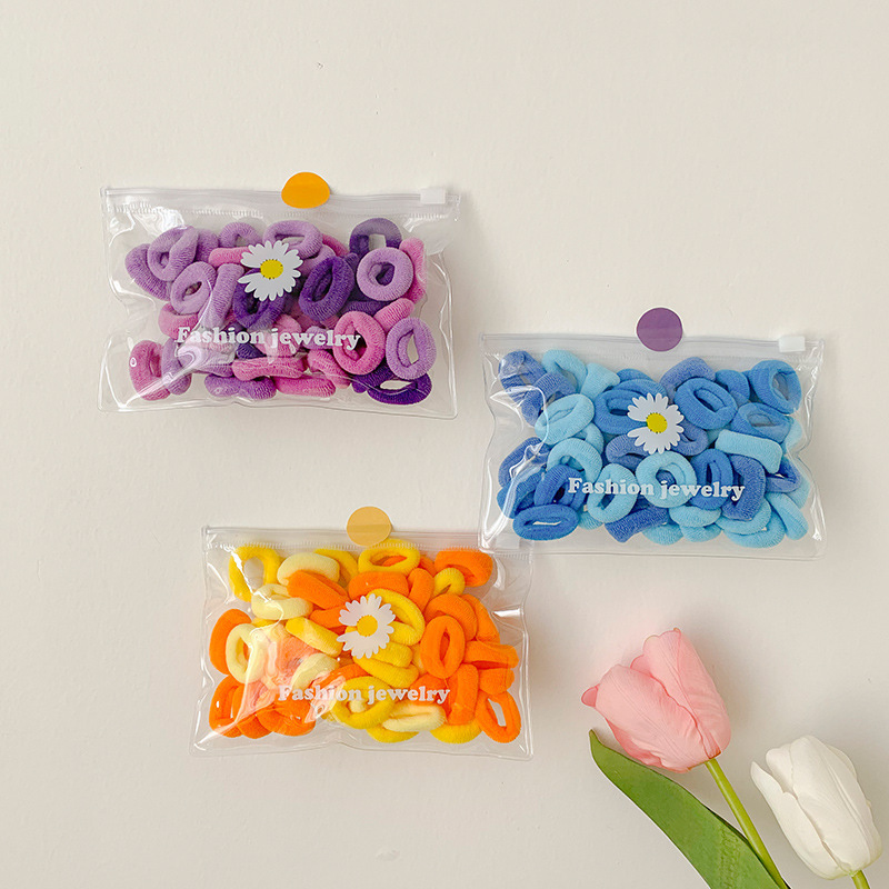 Set 50 Dây Cột Tóc Co Giãn Nhiều Màu Sắc Đáng Yêu Cho Bé Gái