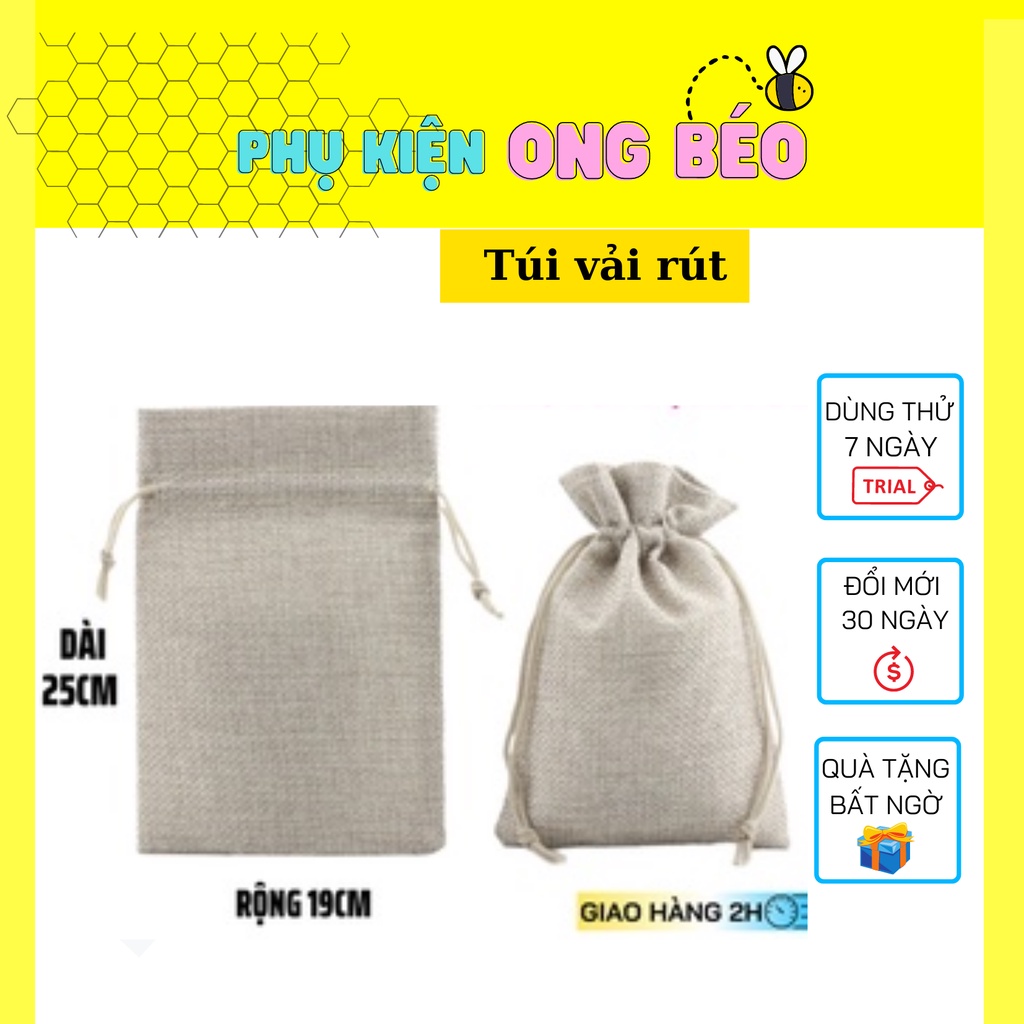 Túi vải rút, túi đựng phụ kiện sạc cáp, tai nghe tiện lợi đồ handmade - phukien_ongbeo