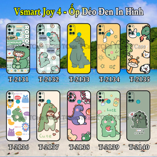 Ốp lưng Vsmart Joy 4 dẻo đen in hình Khủng Long Xanh Cute