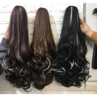 Tóc Giả Nữ Buộc 🌸𝑭𝒓𝒆𝒆𝒔𝒉𝒊𝒑🌸 Tóc Ngoạm Xoăn Light Trắng-NX02