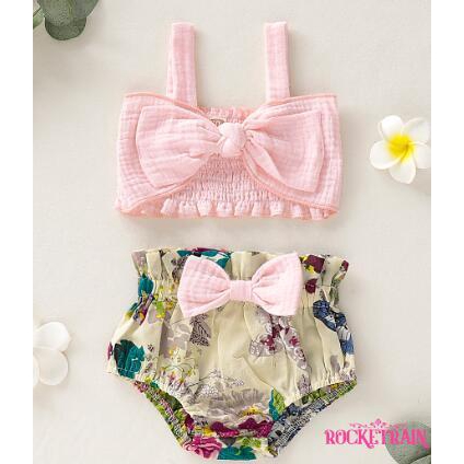 Set Áo Sát Nách + Quần Ngắn In Hoa Cho Bé Gái