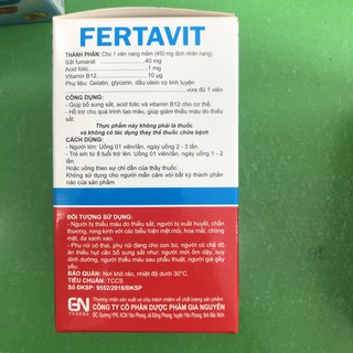 Fertavit giúp giảm thiếu máu do thiếu sắt ( Hộp 10 vỉ* 10 viên)