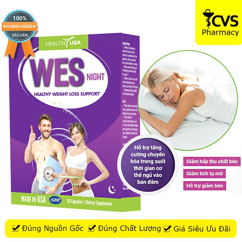 WES NIGHT (Healthy Weight Loss Support) - Viên Uống Giảm Cân, Hỗ Trợ Giảm Tích Tụ Mỡ Vào Ban Đêm - cvspharmacy