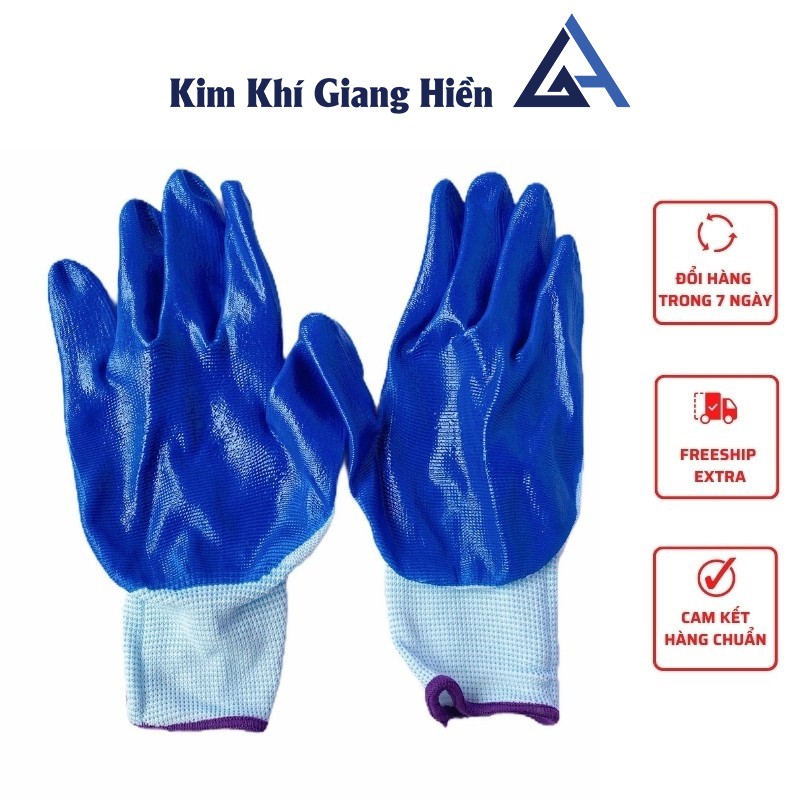 Găng tay bảo hộ Kim khí Hiền Giang găng tay phủ sơn xanh siêu bền