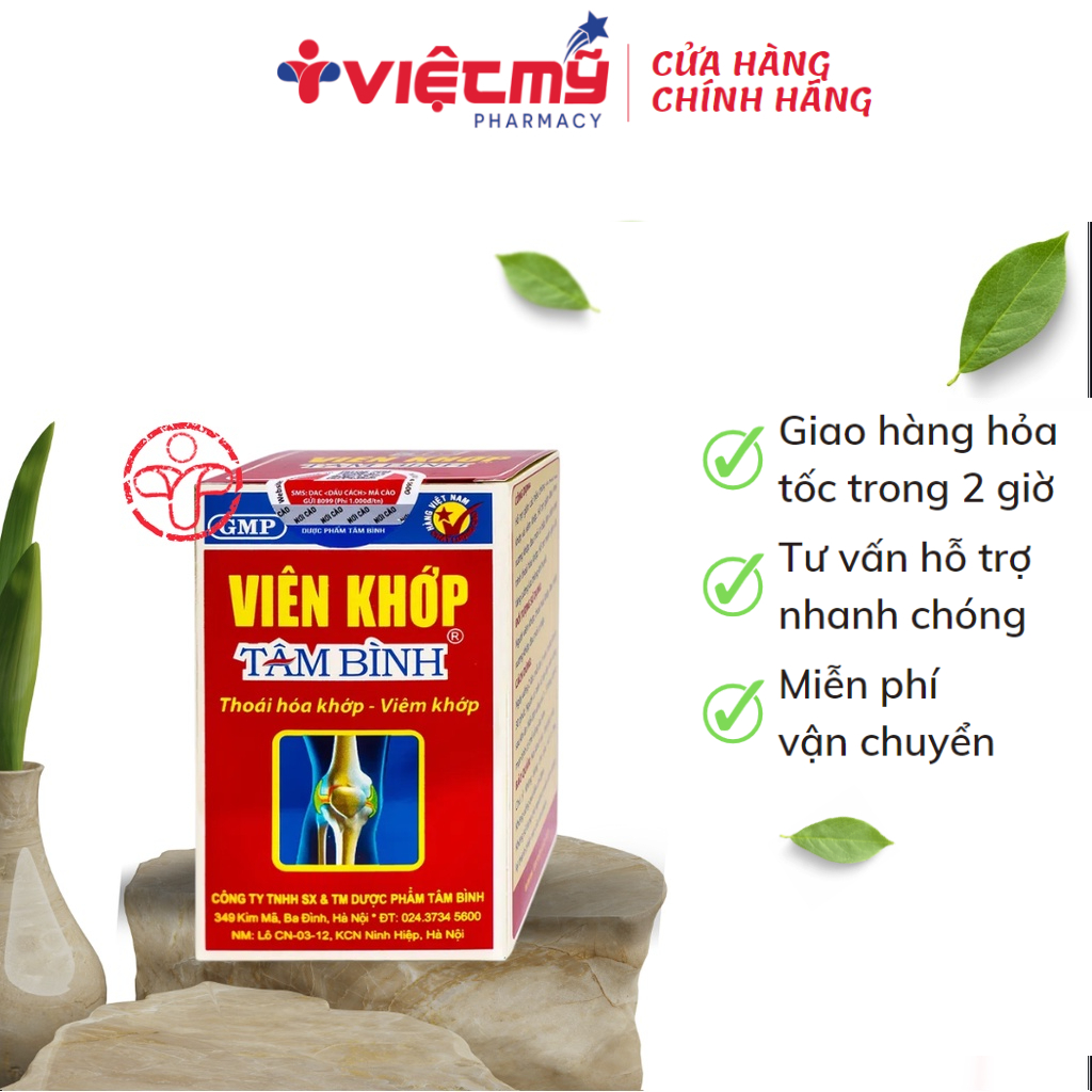 Viên khớp Tâm Bình hỗ trợ giảm các triệu chứng của thoái hóa, viêm khớp 60 viên SP000868