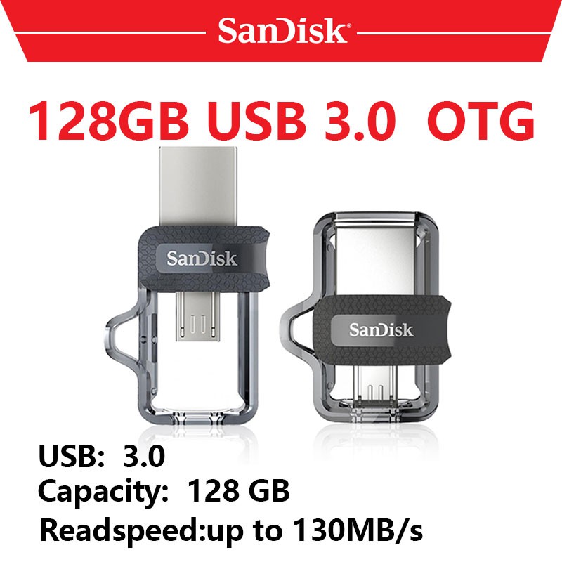 Ổ Cứng Ngoài Sandisk Ultra Dual Drive M3.0 128gb Usb 3.0 Otg Đen