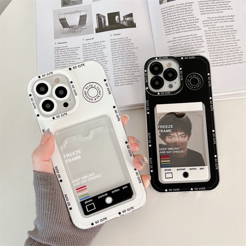 Ốp Điện Thoại Tpu Mềm Trong Suốt Chống Sốc Có Ngăn Đựng Thẻ Cho iPhone 14 13 12 11 Pro XS Max 7 8 Plus