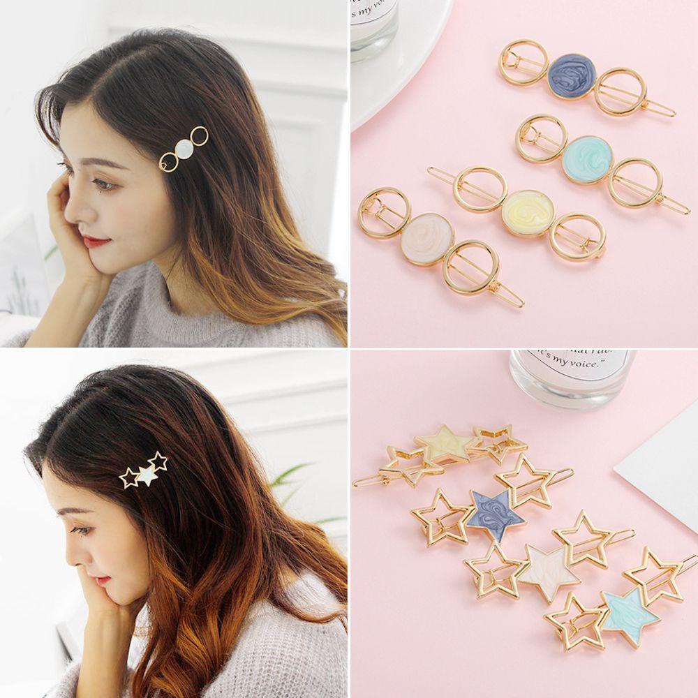MELODG Kẹp Tóc Hình Ngôi Sao, Hình Tròn, Chất Liệu Hợp Kim