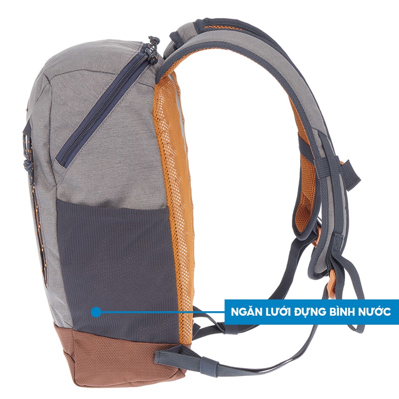 Balo QUECHUA n-hiking leo núi, dã ngoại 10 lít - xám/ kaki