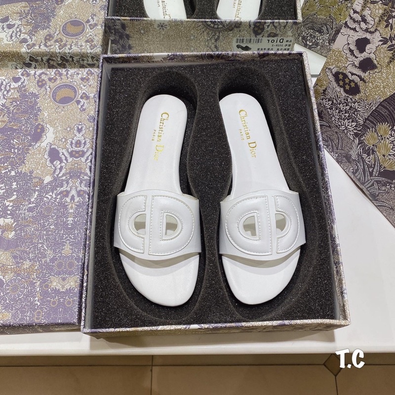 Dép lê D i o r da trơn mũi lợn fullbox
