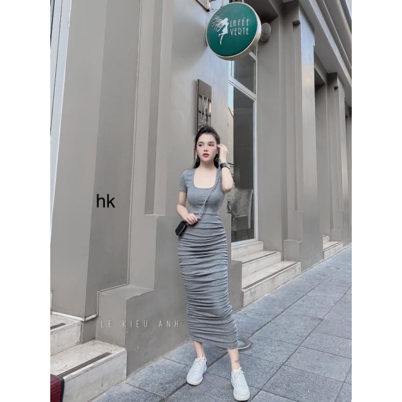 VÁY BODY RÚM CỔ VUÔNG HỞ LƯNG 2 MÀU HÀNG ĐẸP BÁN SHOP