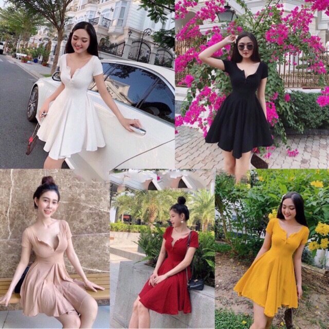 🍃ĐẦM TRƠN XOÈ NÚT NGỰC🍃