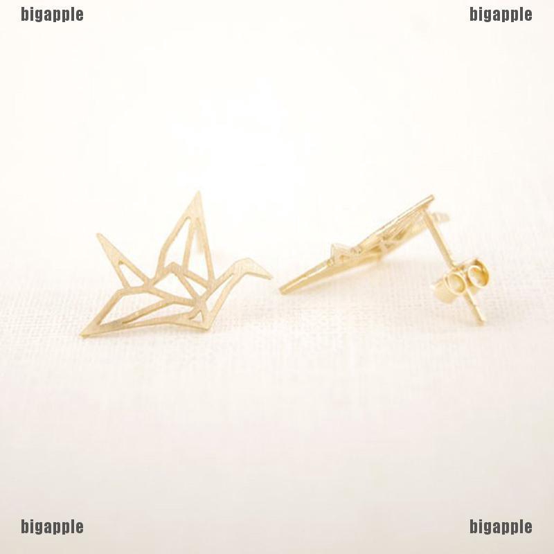 Đôi khuyên tai hợp kim hình hạc giấy xinh xắn cho nữ