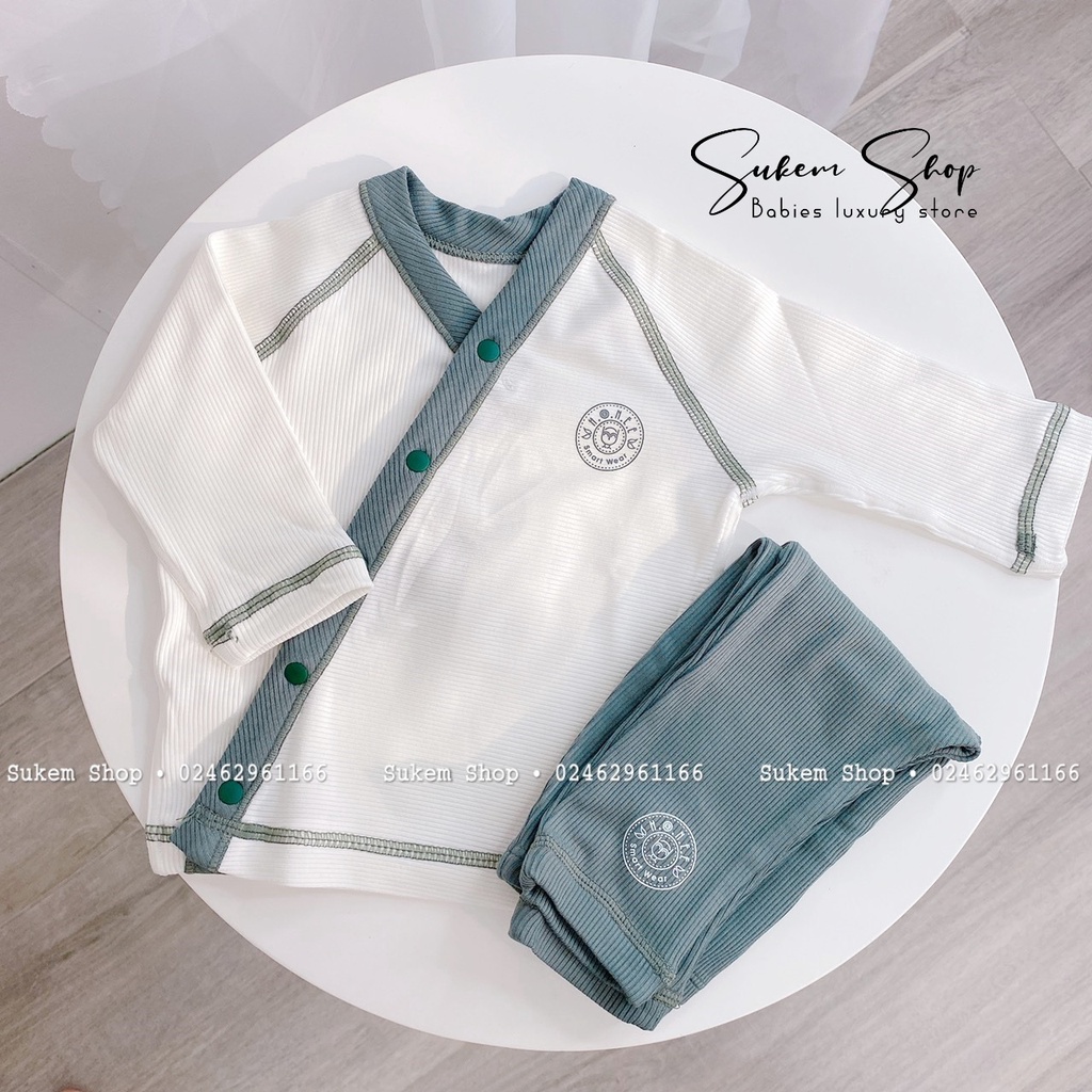 Bộ kimono cài chéo nỉ lông Hrnee size 0-3m