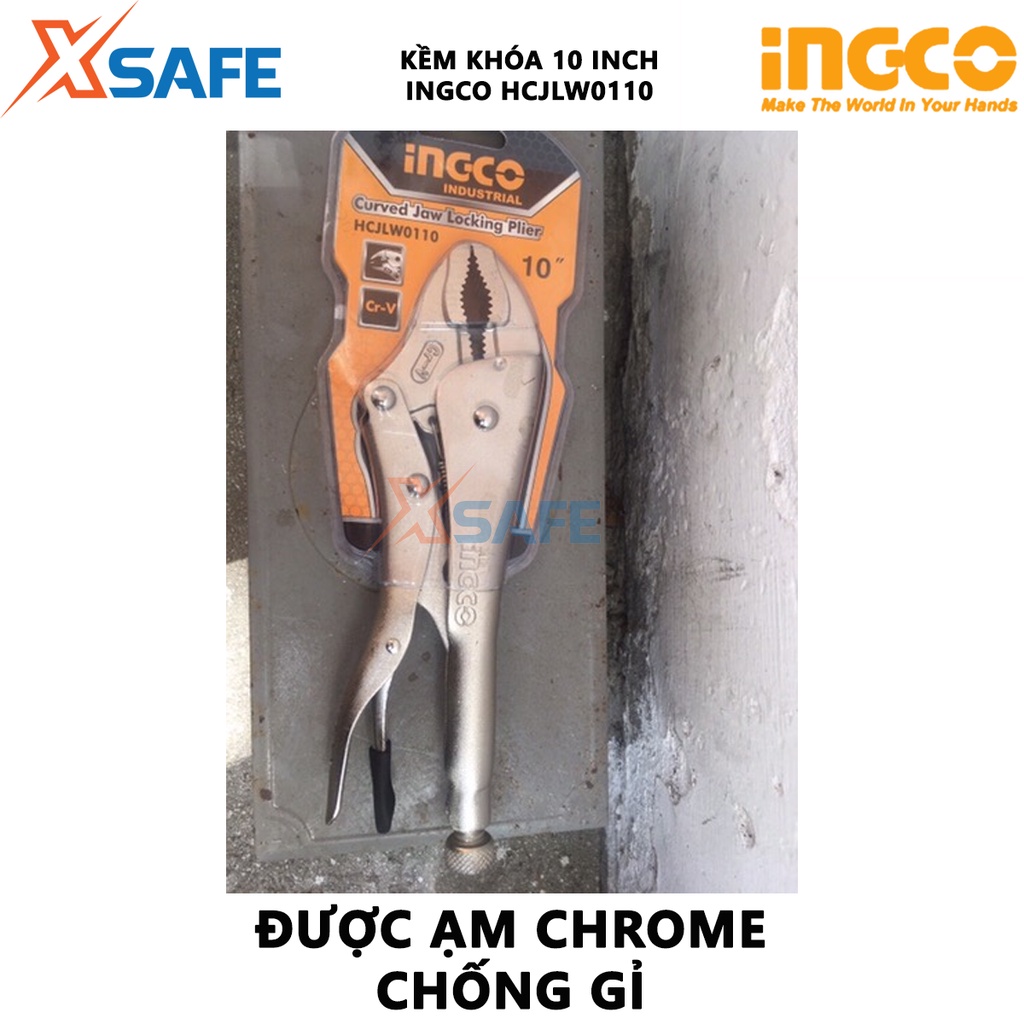 Kìm bấm khóa INGCO HCJLW0110 Kềm bấm chết 10 inch, chất liệu thép Cr-V, mạ Niken - [XSAFE]