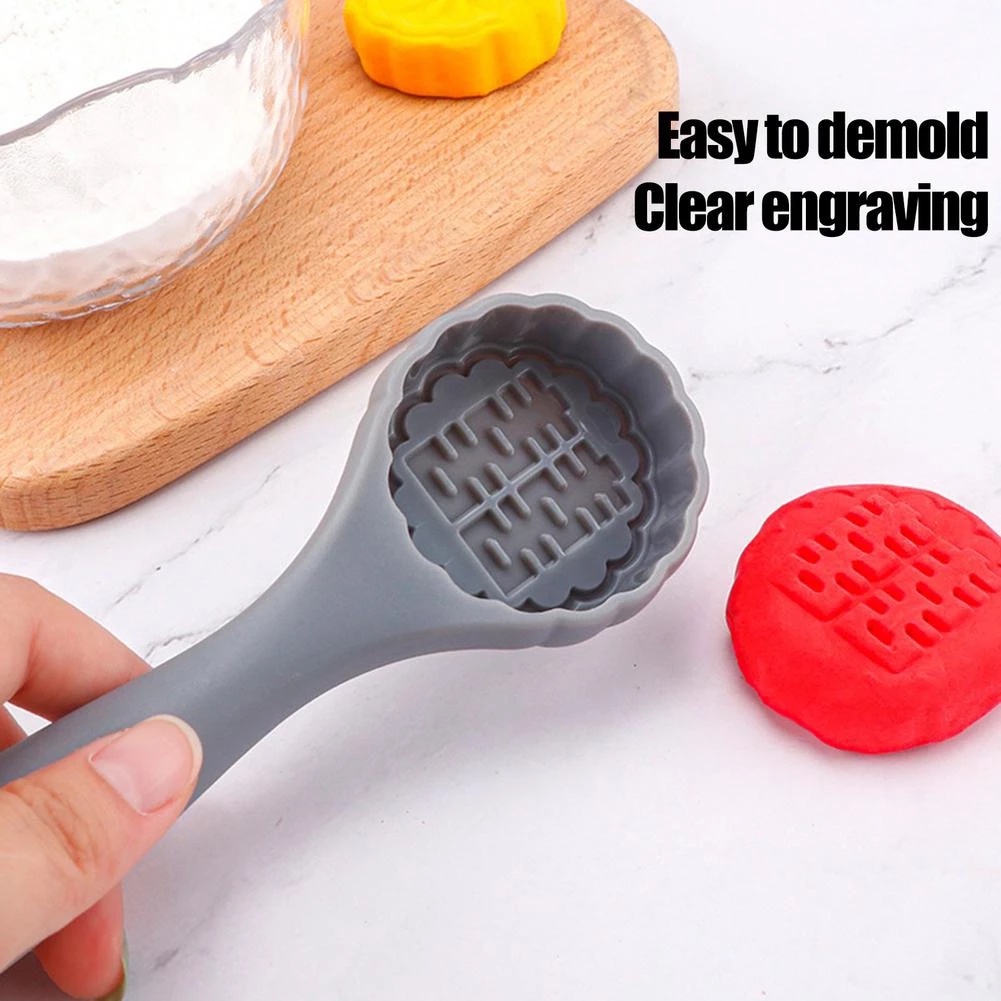 Dụng cụ làm bánh Khuôn bánh trung thu hình hoa Dụng cụ nhà bếp màu xám Khuôn bánh trung thu PР Khuôn bánh trung thu Lễ hội Khuôn bánh trung thu Khuôn ép nhựa Bánh quy cắt thịt veel