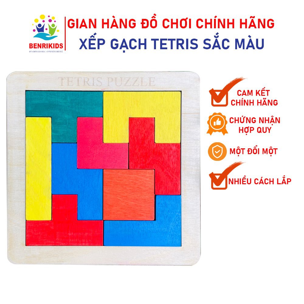 Đồ Chơi Gỗ Trò Chơi Xếp Gạch Tetris Montessori Phiên Bản Màu Sắc Cho Bé Rèn Luyện Sự Khéo Léo Và Tư Duy Logic