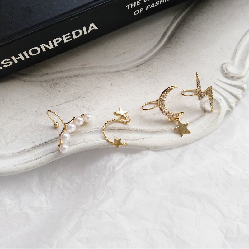 1pc Fashion Gold Leaf Clip Earring For Women Without Piercing Puck Rock Vintage Crystal Ear Cuff Girls Jewerly Gifts