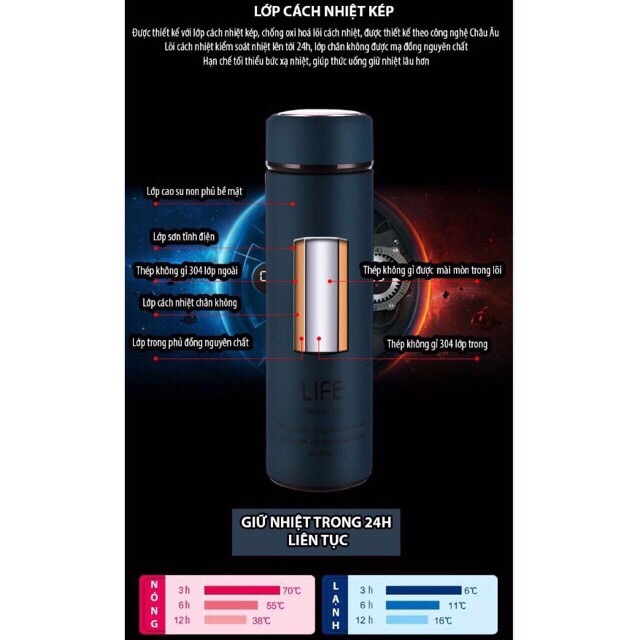 Bình giữ nhiệt cao cấp Life 500ml (giao màu ngẫu nhiên) | BigBuy360 - bigbuy360.vn
