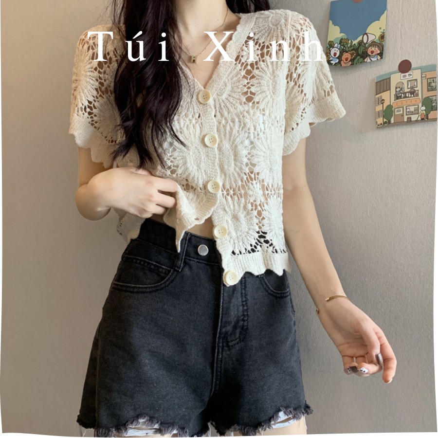 💕 Áo ren lưới hoa mặt trời, áo cardigan cao cấp 💕 | BigBuy360 - bigbuy360.vn