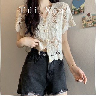 💕 Áo ren lưới hoa mặt trời, áo cardigan cao cấp 💕