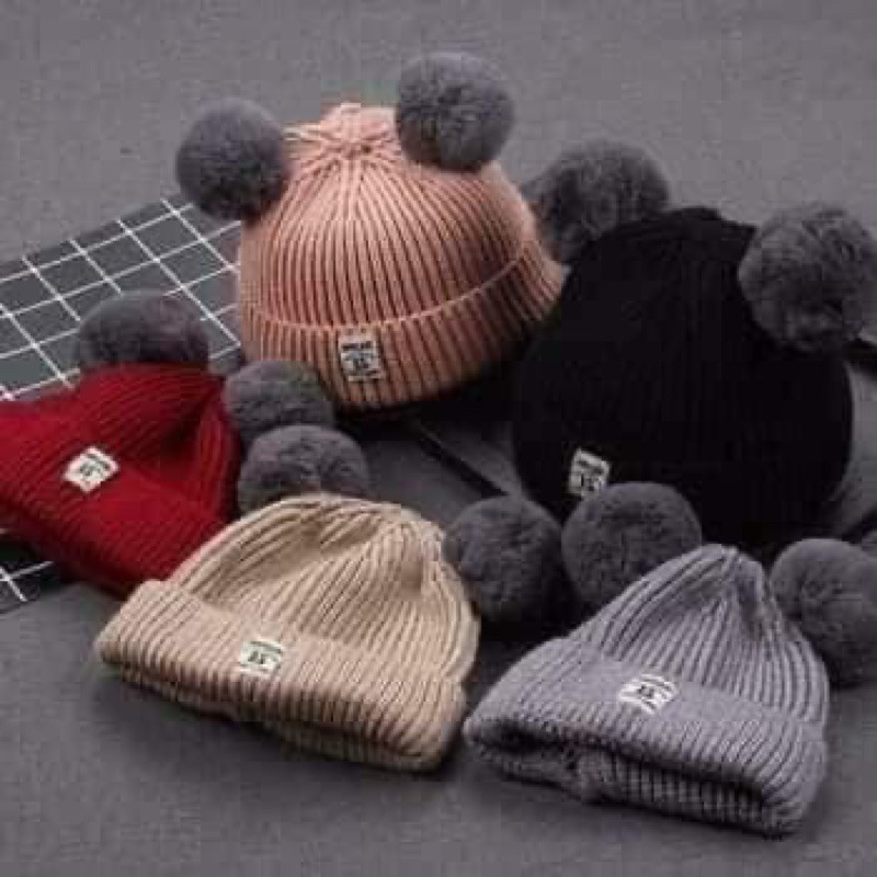 MŨ LEN 2 QUẢ BÔNG SỐ 15 DỄ THƯƠNG