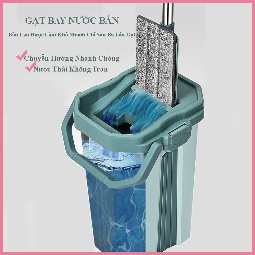 Bộ Lau Nhà Tự Vắt Thông Minh, Chổi Lau Nhà Phẳng Xoay 360 Độ - Broom Green MOP PR01