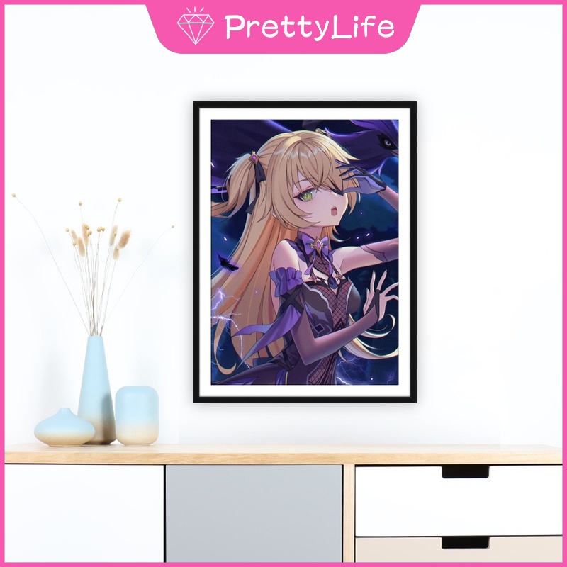 Bộ Tranh Đính Đá 5D Họa Tiết Độc Đáo Klee/Zhongli Kích Thước 30x40cm/40x50cm DIY Dùng Trang Trí Nhà Cửa