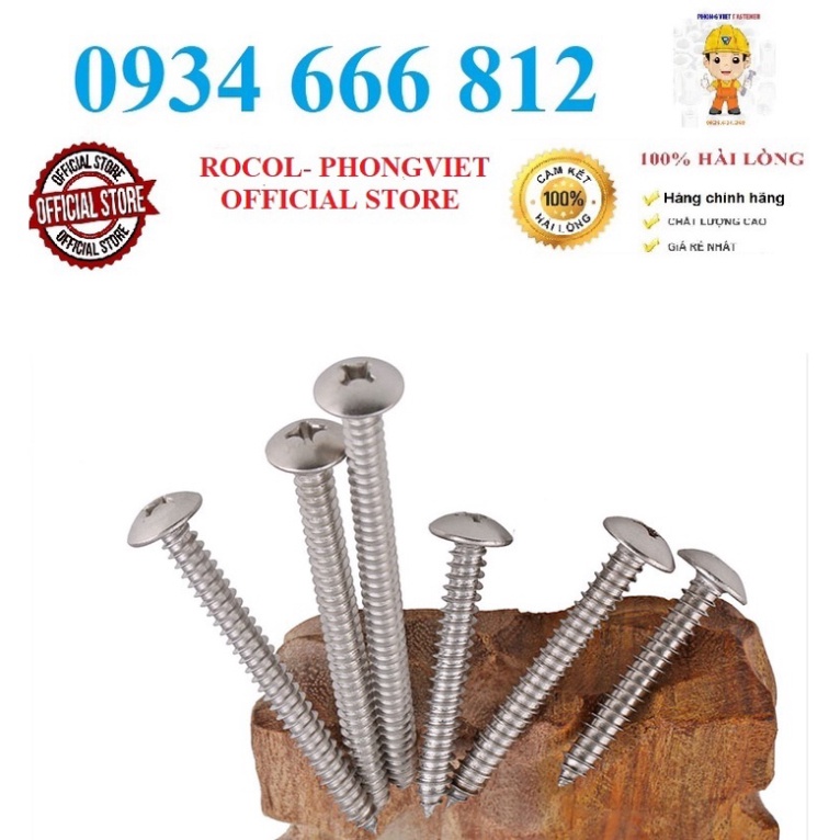 Vít gỗ đầu dù M5 inox201 M5x16, M5x20, M5x30