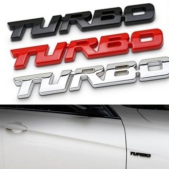 [Bán buôn] Logo kim loại chữ Turbo 3d dán trang trí xe hơi