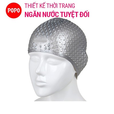 Mũ bơi người lớn POPO CA32 chất liệu silicone có nốt sần thoát nước bảo vệ tóc