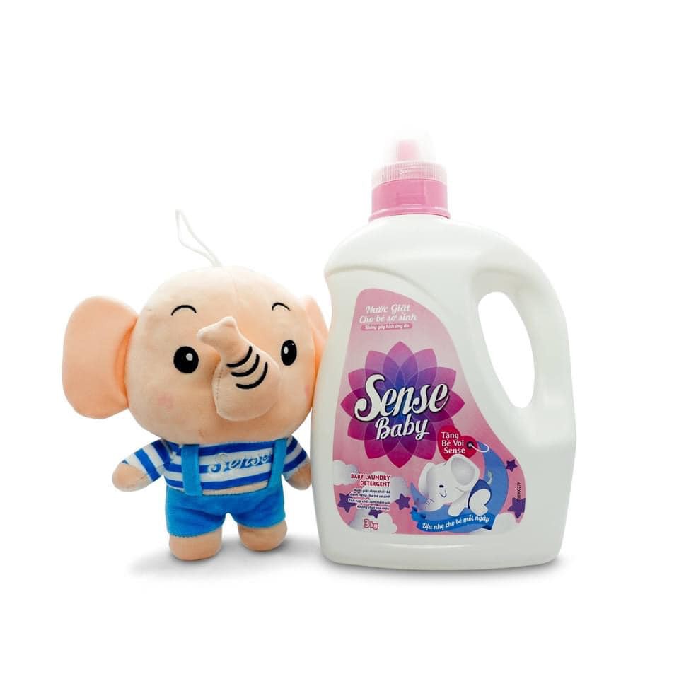 Nước Giặt Cho Bé Sơ Sinh Sense Baby Can 3kg - Tặng 1 Bé Voi Bông Màu Ngẫu Nhiên