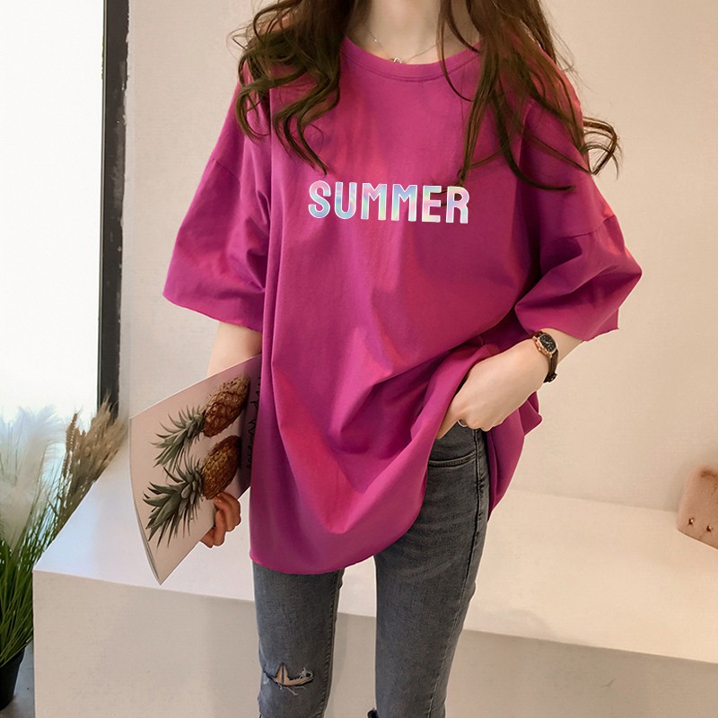 NRVP Áo thun ngắn tay dáng rộng phong cách Hàn Quốc thời trang mùa hè 2021 cho nữ