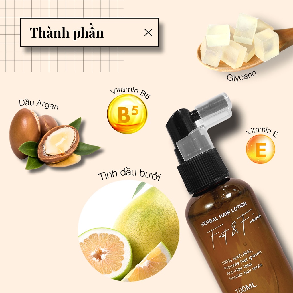 Xịt Nước Tinh Dầu Bưởi Kích Mọc Tóc, Giảm Rụng Tóc, Dưỡng Tóc Vyvyhaircare 100ml