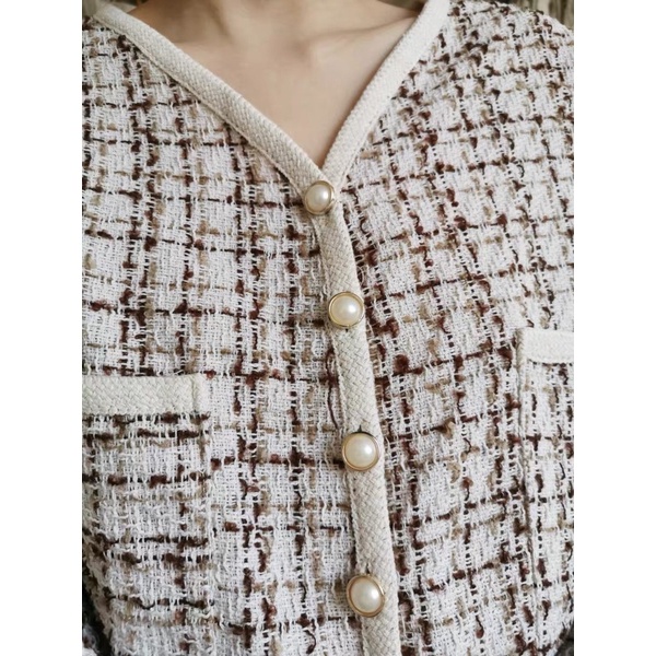 Áo cardigan dáng ngắn vải tweet