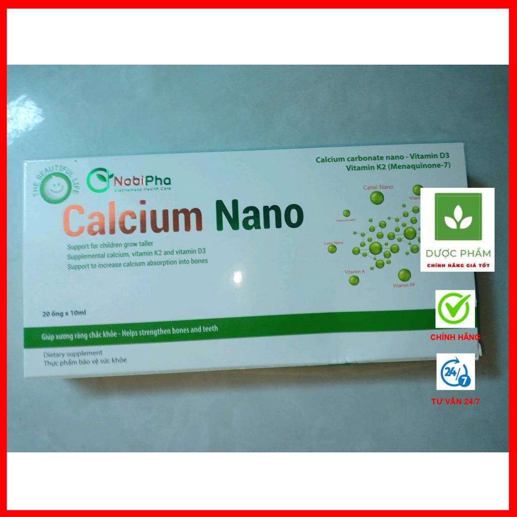 Calcium Nano hộp 20 ống - Bổ sung canxi, vitamin K2, vitamin D3, tăng cường canxi, làm giảm nguy cơ loãng xương V36