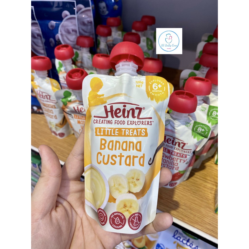 Váng sữa hoa quả nghiền Heinz Custard Úc váng sữa thực phẩm cho bé sữa chua váng sữa nguội k cần bảo quản lạnh