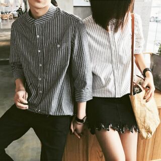 Áo sơ mi kẻ sọc cổ tàu