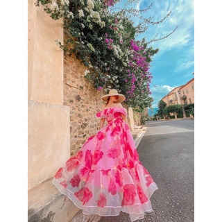 Maxi trễ vai hoa xinh