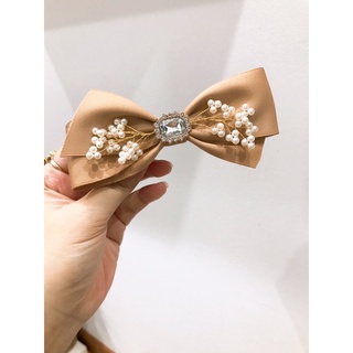 Kẹp tóc nơ đính đá nơ lụa mờ cao cấp