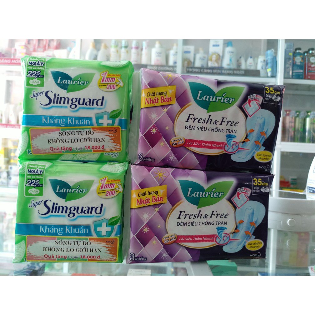 BVS Laurier Super Slimguard Kháng khuẩn 22.5cm 16 miếng