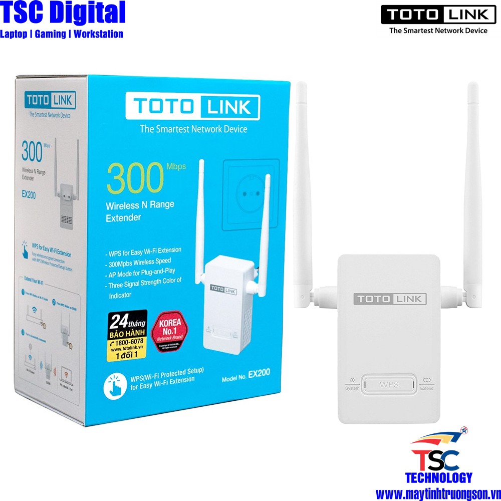 Bộ Kích Sóng TOTO LINK EX200 300Mbps