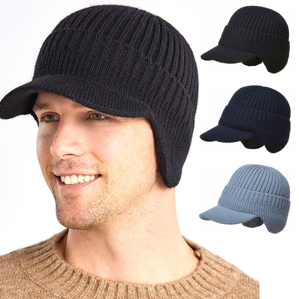Mũ beanie Dệt Kim Bảo Vệ Tai Thời Trang Mùa Đông Cho Nam Giới