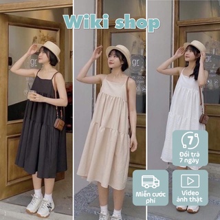 Váy hai dây đũi xòe - Váy đầm nữ 2 dây dáng babydoll 3 màu freesize dáng suông rộng